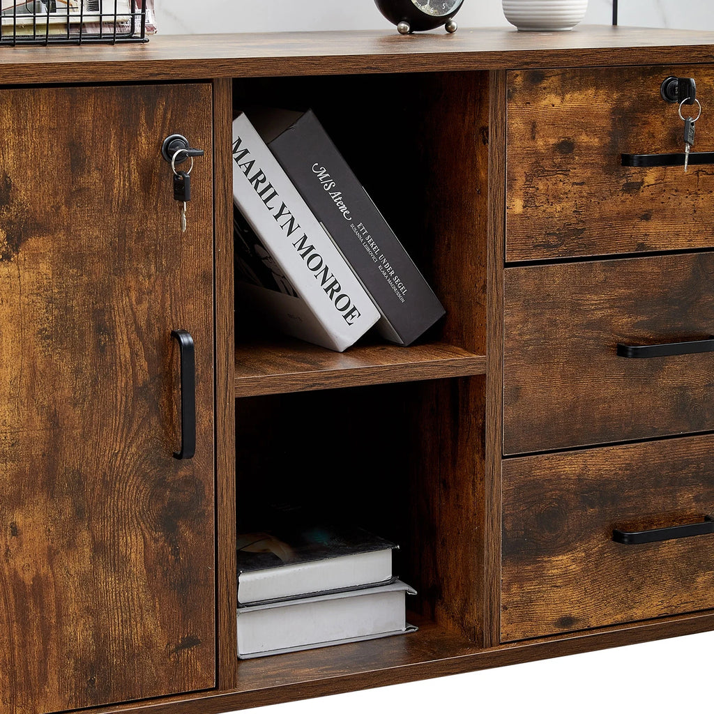 Mobile File Cabinet with 3 Lockable Drawers, Brown C991494