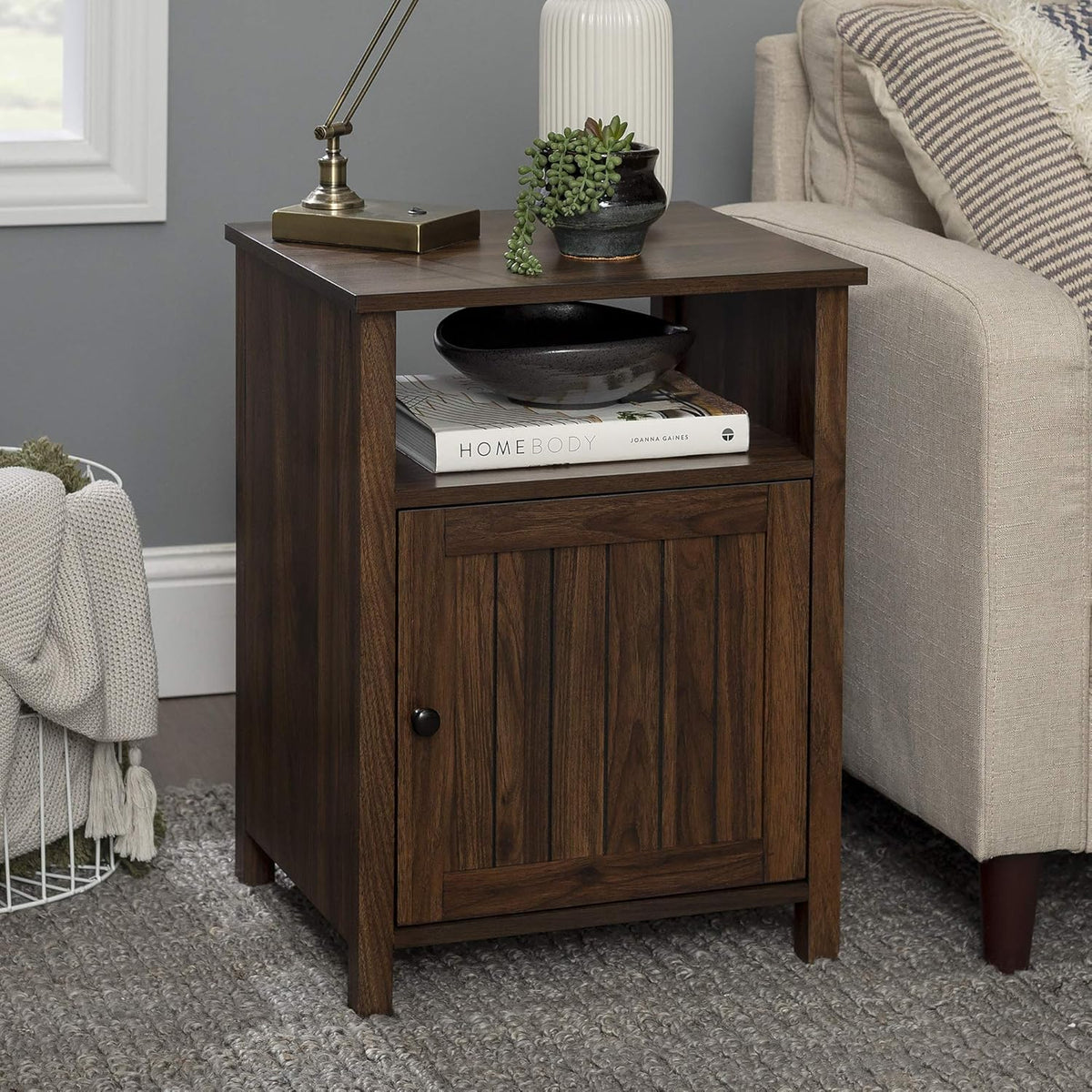 Rustic Oak Wood Side Accent Table M570417