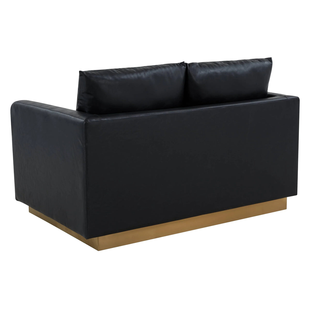 Beige Leather Loveseat with Gold Frame W965