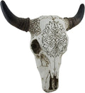 Carved White Bull Skull Wall Hanging Pack of 2 K67499