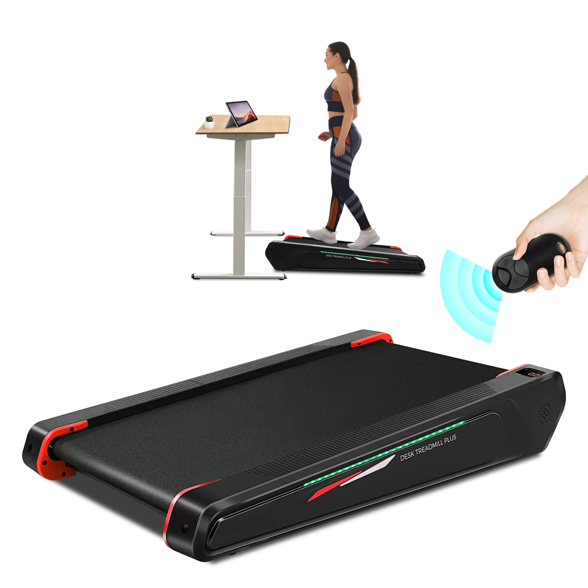 Walking Pad Treadmill with 5% Incline, 2.5HP, Black & Red Y335