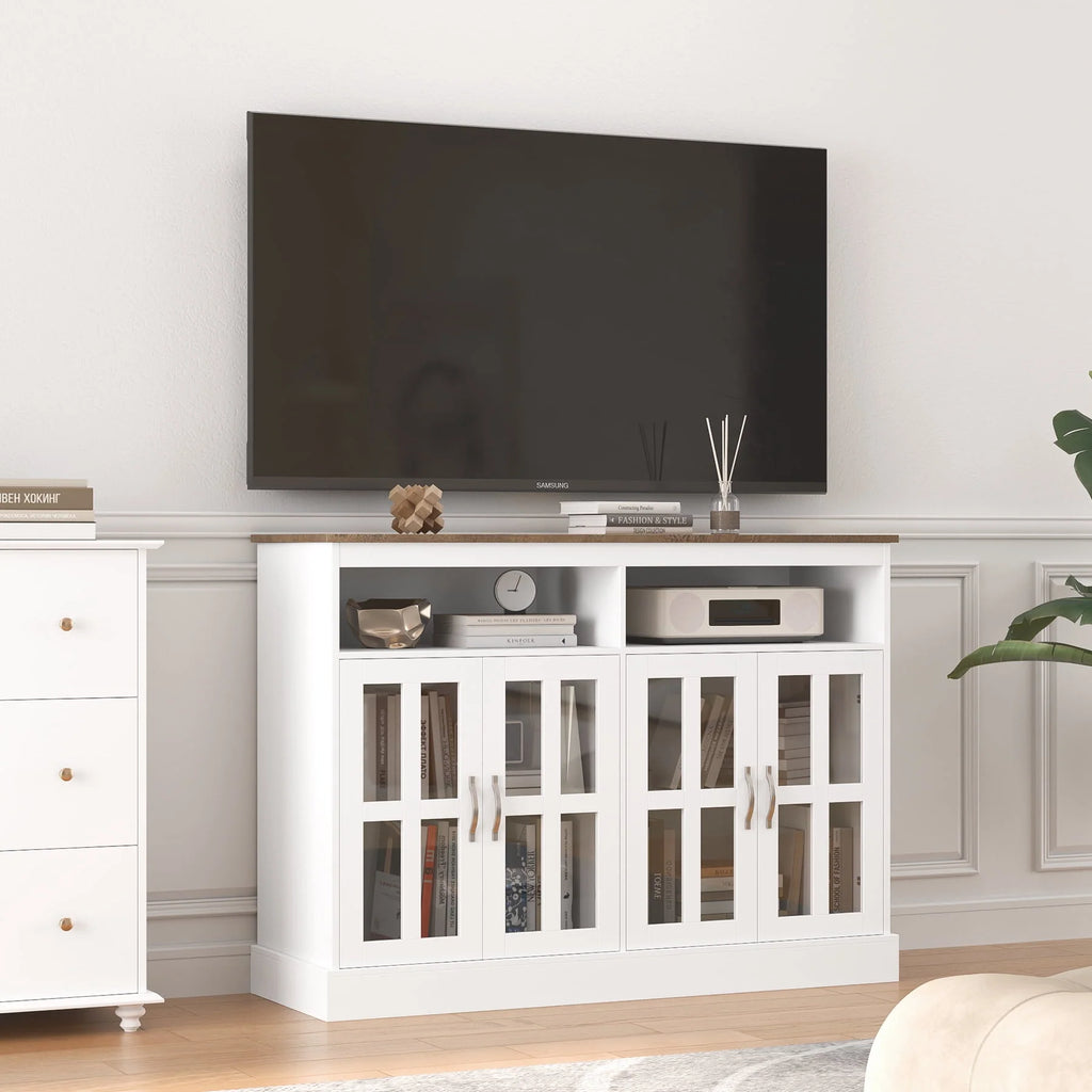 White Sideboard with Glass Doors Y341