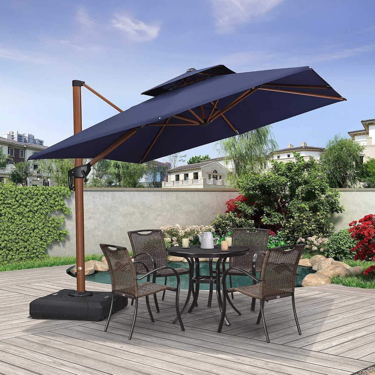 10ft Beige Cantilever Patio Umbrella W476