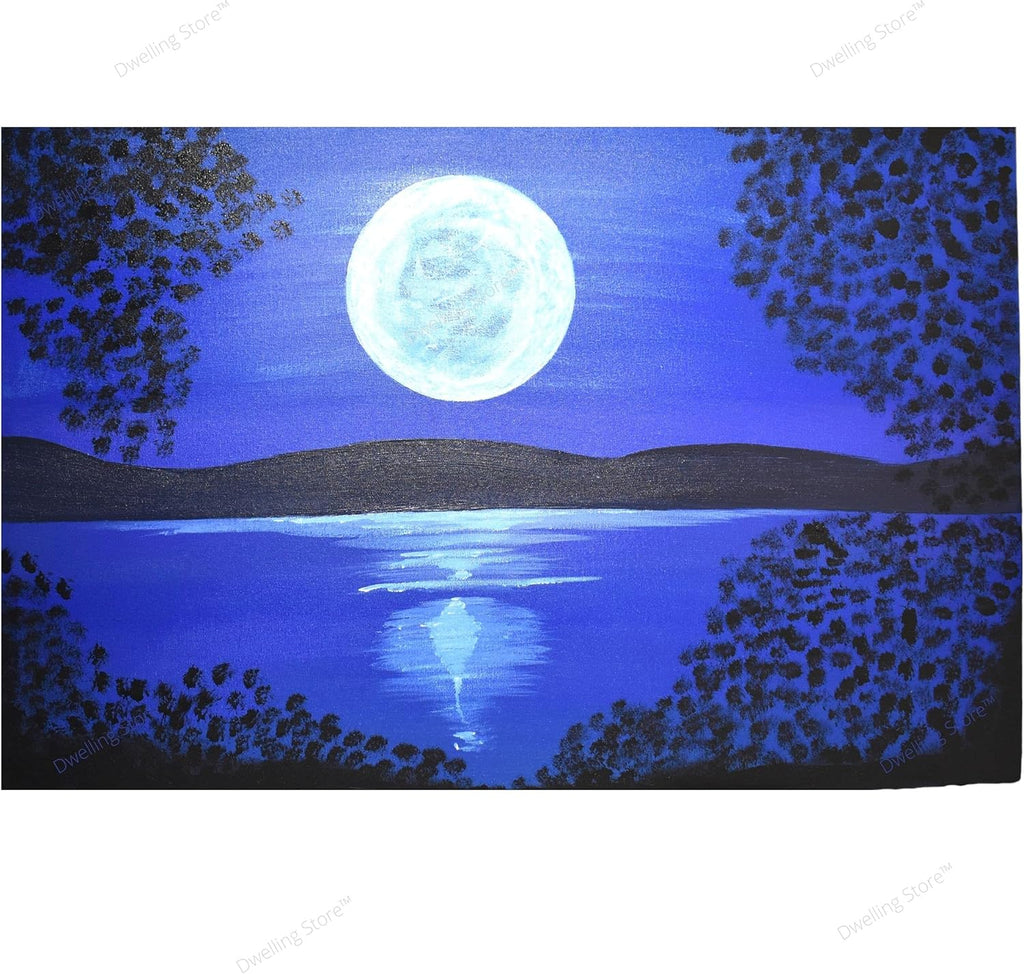Canvas Wall Art Moon Picture Painting 36x24 Inches F29481