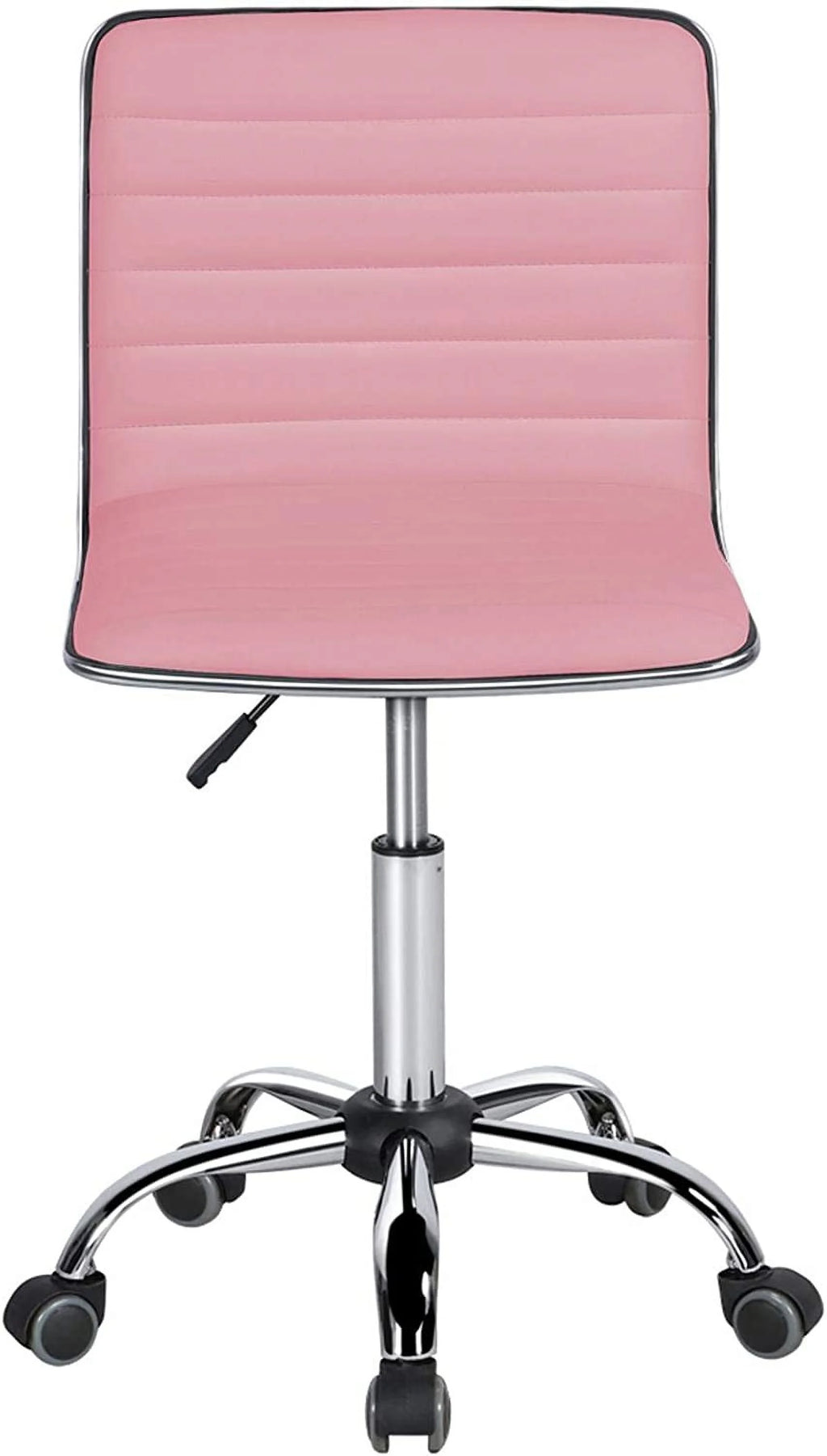 Pink PU Leather Armless Office Chair with Wheels A724