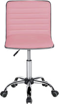 Pink PU Leather Armless Office Chair with Wheels A724