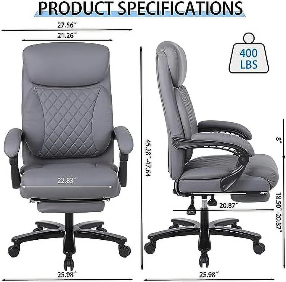 160° Reclining Oversized Ergonomic Office Chair with Footrest C1909