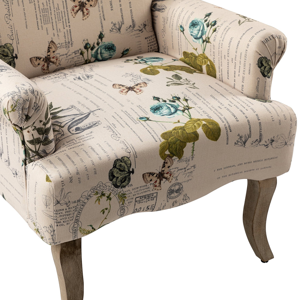 Upholstered Armchair Set of 2 with Pattern & Wooden Legs Y978844