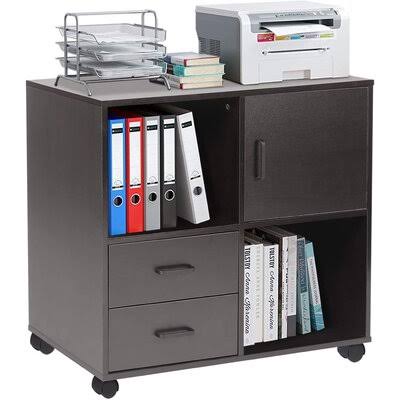 2 Drawer Wood File Cabinet with Shelves U7424