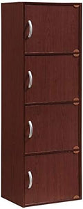 4 Shelf 4 Door Bookcase in Mahogany V11106