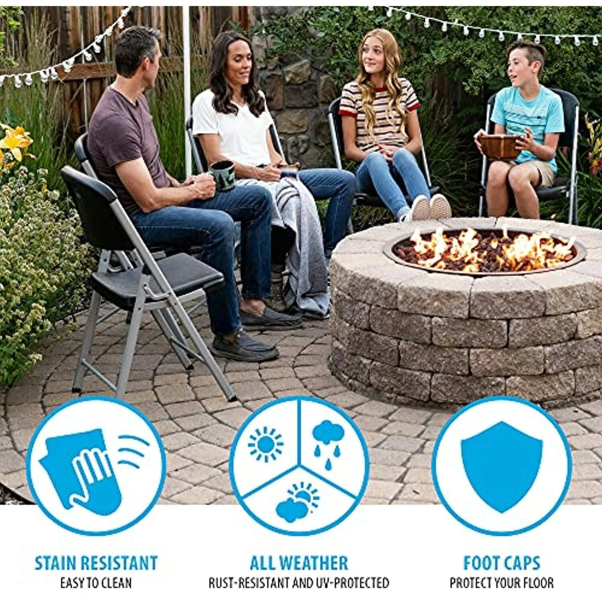 Folding Chairs 4 Pack Plastic Stackable N94022