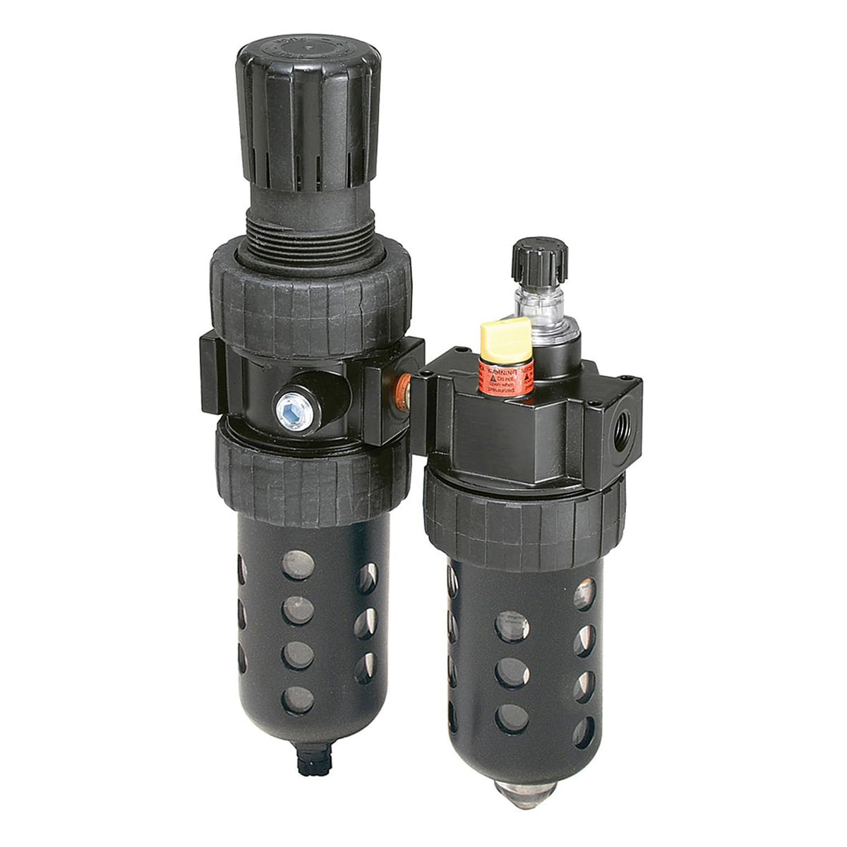 3/8" NPT Polycarbonate Filter/Regulator/Lubricator with Metal Bowl Guard, 5 micron, 60 scfm, 2-125 psig A174