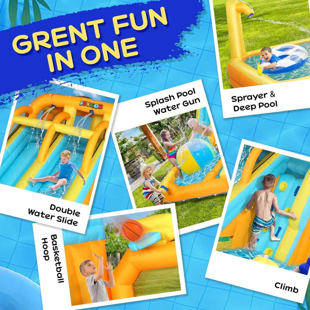 8-in-1 Inflatable Water Slide Park with Splash Pool U4544