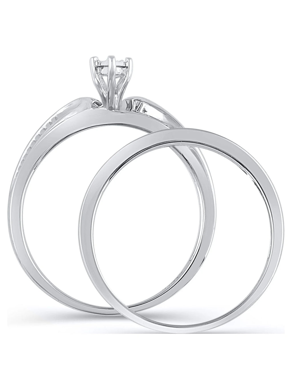 10K White Gold Bridal Ring and Men's Wedding Band Set G293838