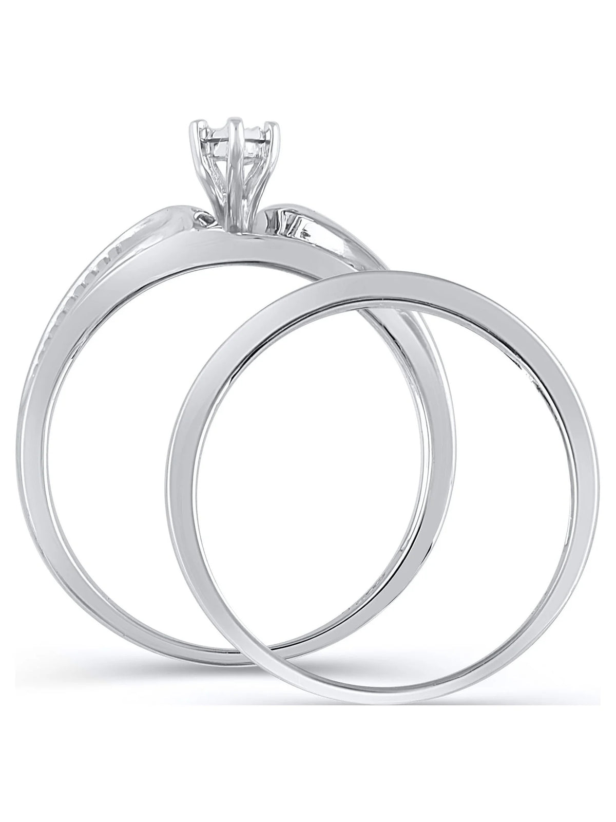 10K White Gold Bridal Ring and Men's Wedding Band Set G293838