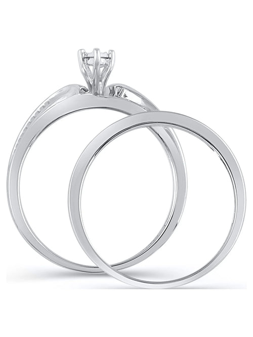 10K White Gold Bridal Ring and Men's Wedding Band Set G293838