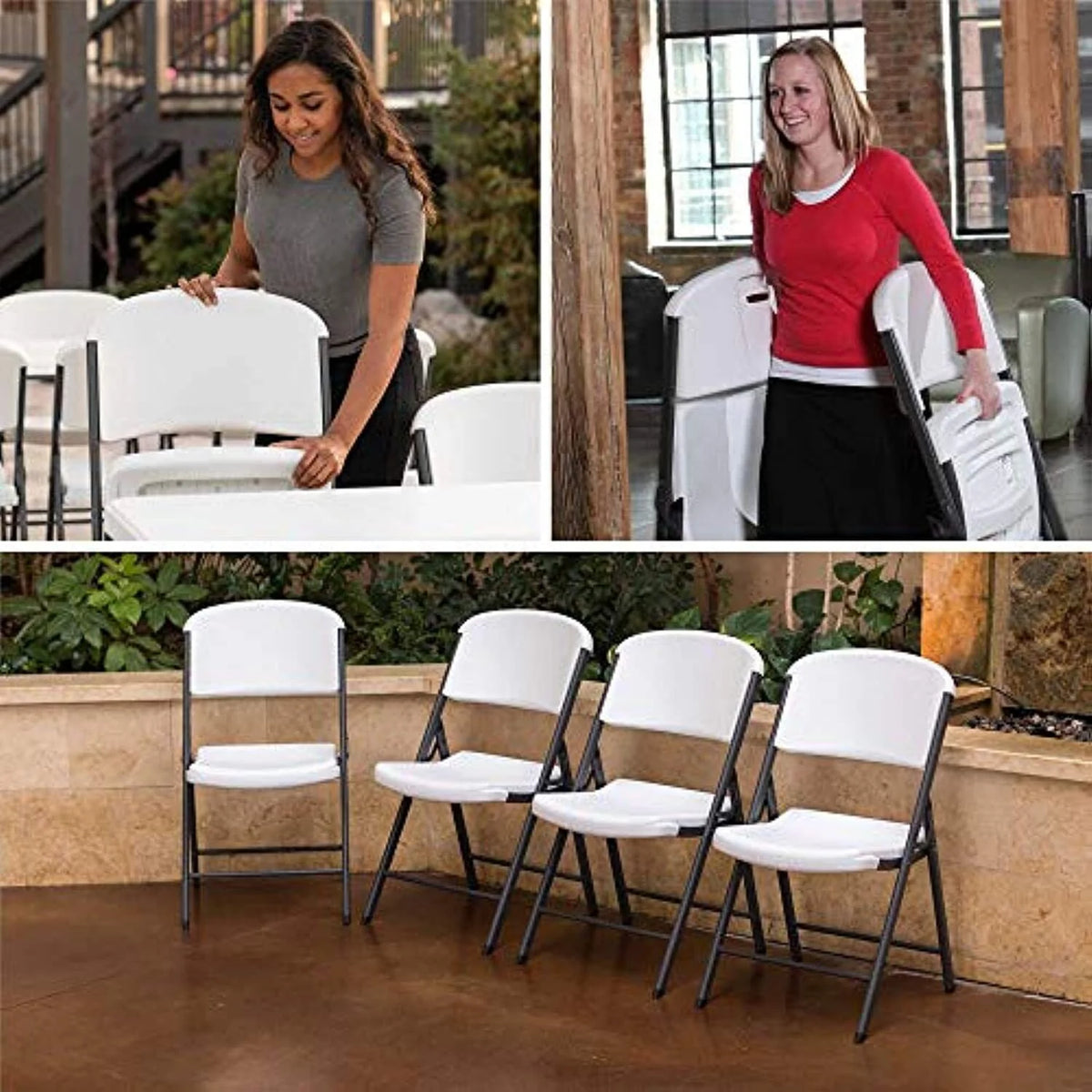 Folding Chairs 4 Pack Plastic Stackable N94022