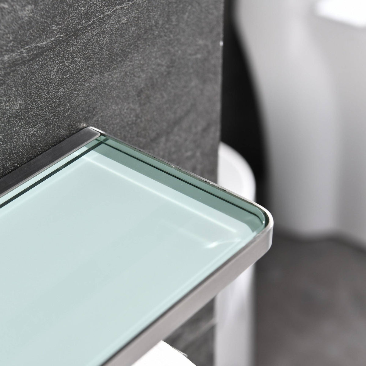 White Glass Shelf with Toilet Paper Holder S8805
