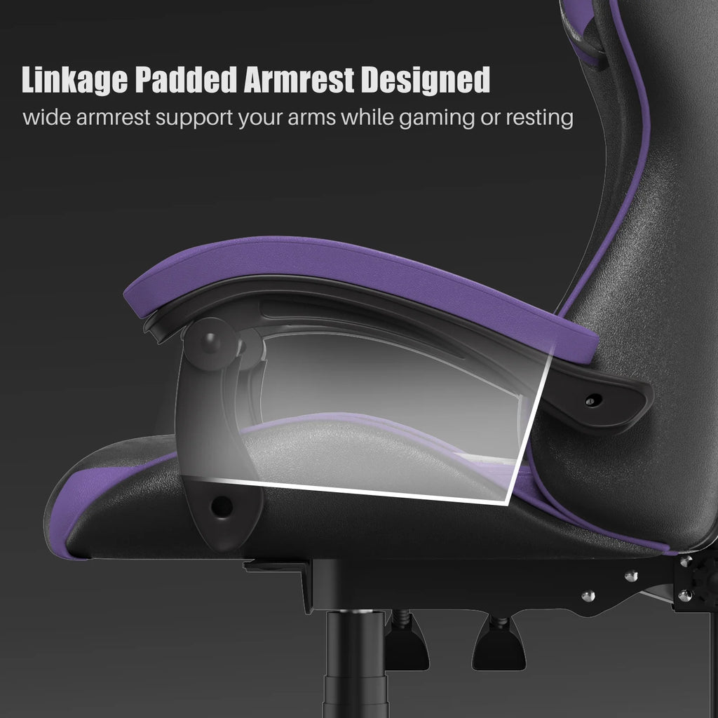 Purple Ergonomic Gaming Chair with Headrest & Lumbar Pillow K213745