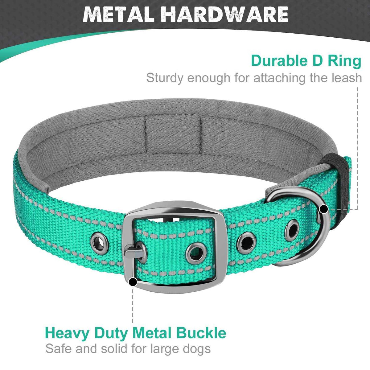 Reflective Neoprene Padded Nylon Adjustable Dog Collar V553029