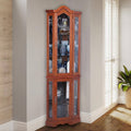 Brown Lighted Corner Curio Display Cabinet D9144