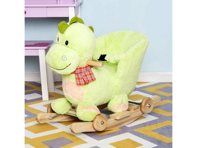 2-in-1 Plush Dinosaur Kids Ride on Cart Rocking Horse Toy D5129