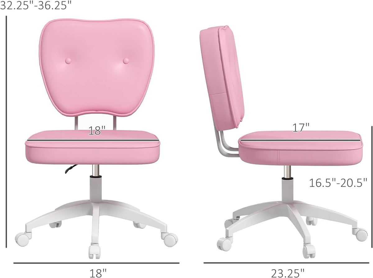 Armless PU Leather Office Chair with Adjustable Height D735