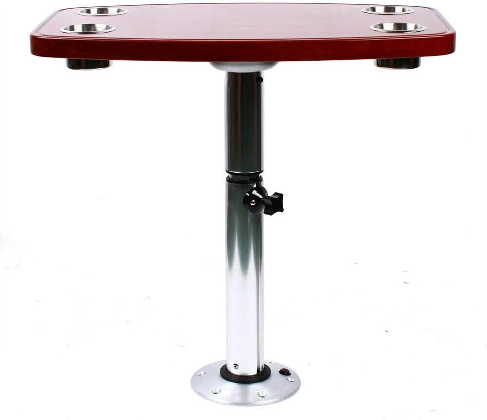 Varnished Oak Boat Table with 4 Cup Holders X565552