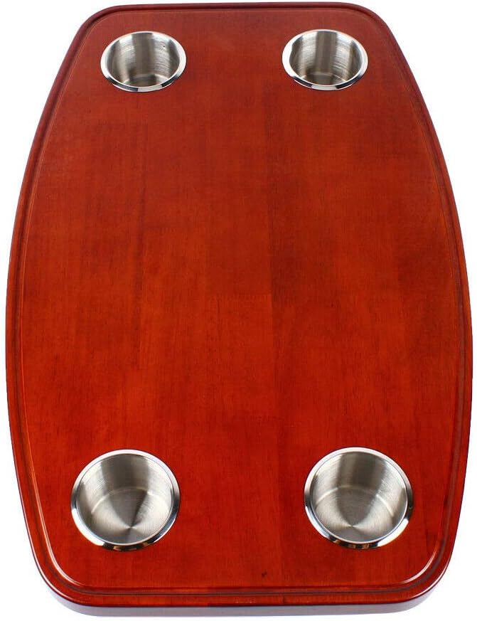Varnished Oak Boat Table with 4 Cup Holders X565552