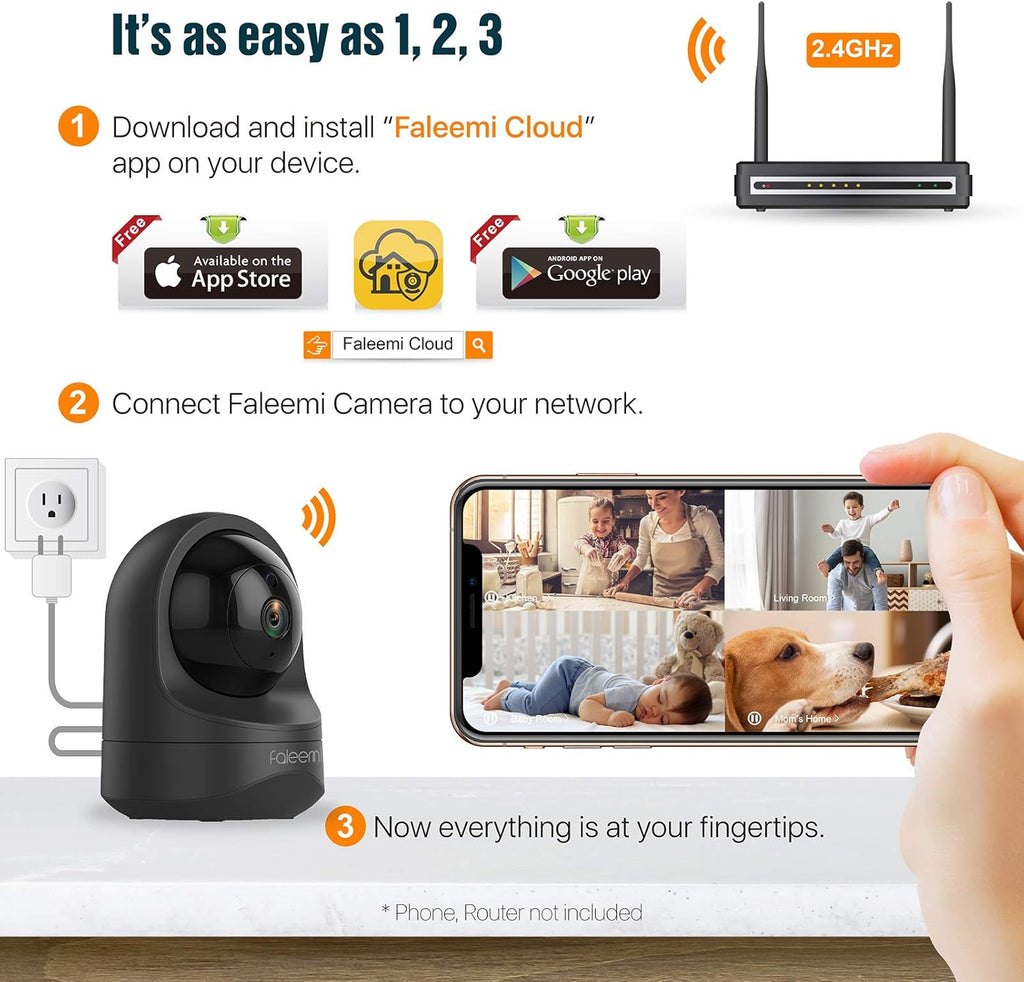 1080P Pan/Tilt/Zoom WiFi Indoor Camera with Night Vision and 2-Way Audio E232