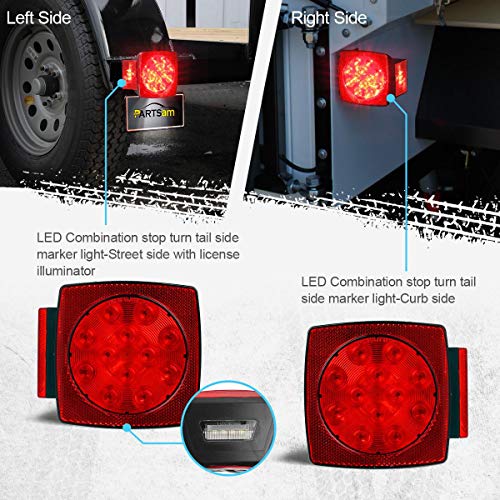 12V Submersible Red White LED Trailer Light Q40335