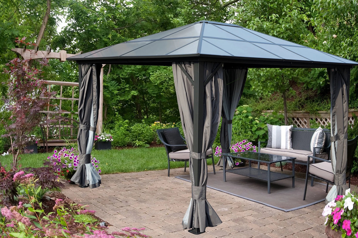 Gray Polycarbonate Aluminum Gazebo M5809
