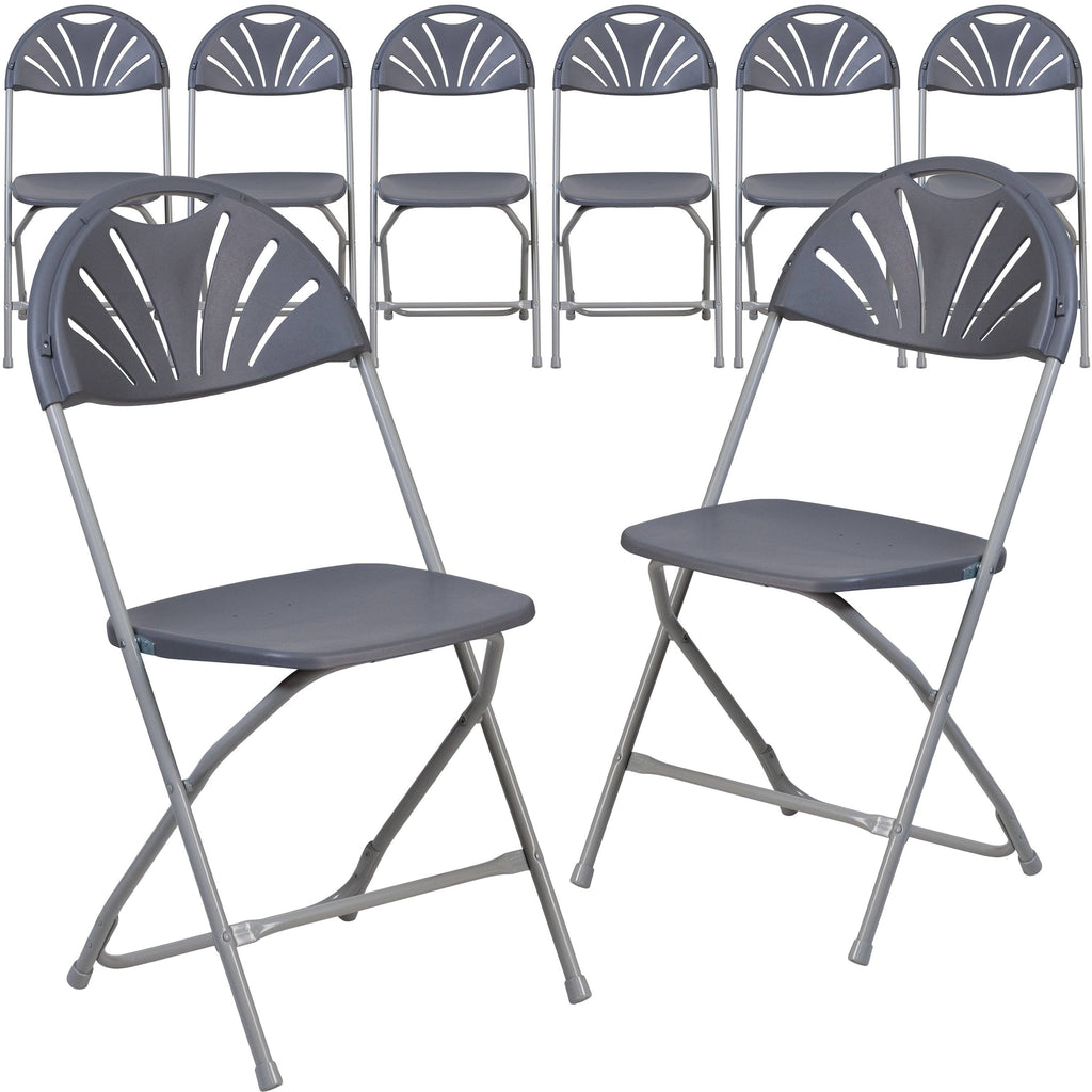 Black Plastic Fan Back Folding Chair M693