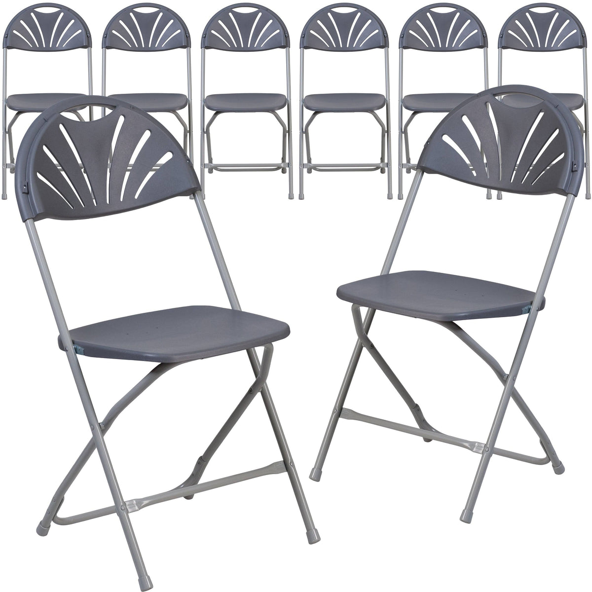 Black Plastic Fan Back Folding Chair M693