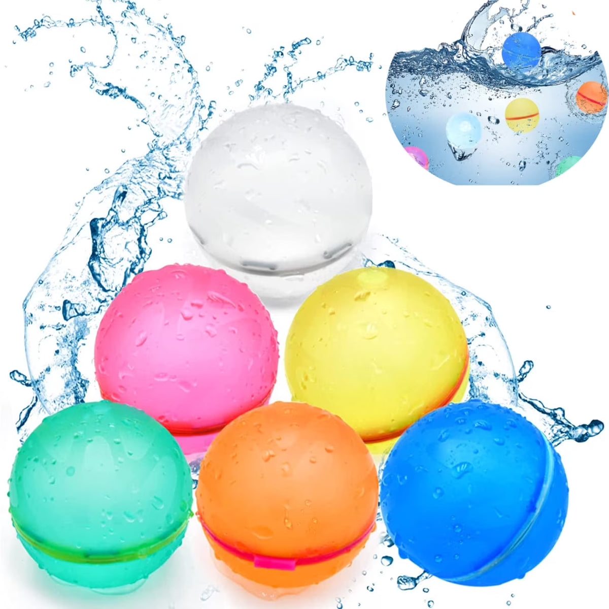 Reusable Water Balloons Pool Toys for Kids (6 pcs) V4515