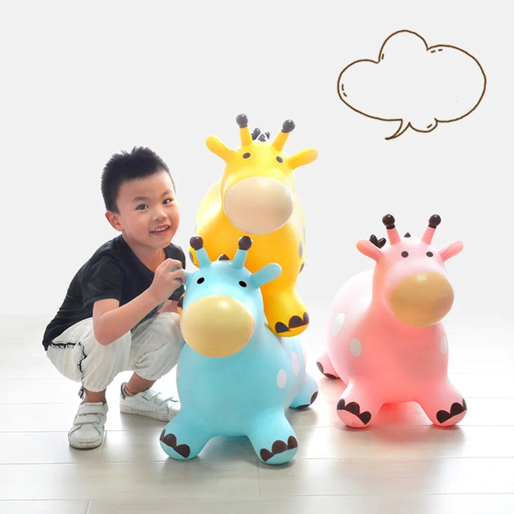Yellow Inflatable Jumping Horse Toy with Air Pump I68499