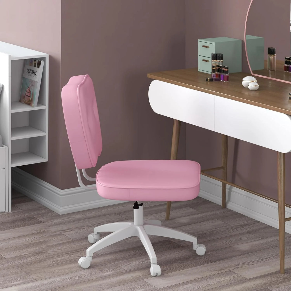 Armless PU Leather Office Chair with Adjustable Height D735