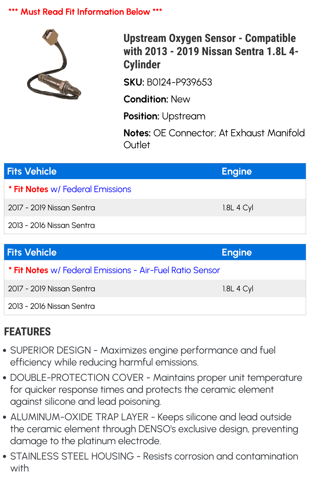 Oxygen Sensor U87995