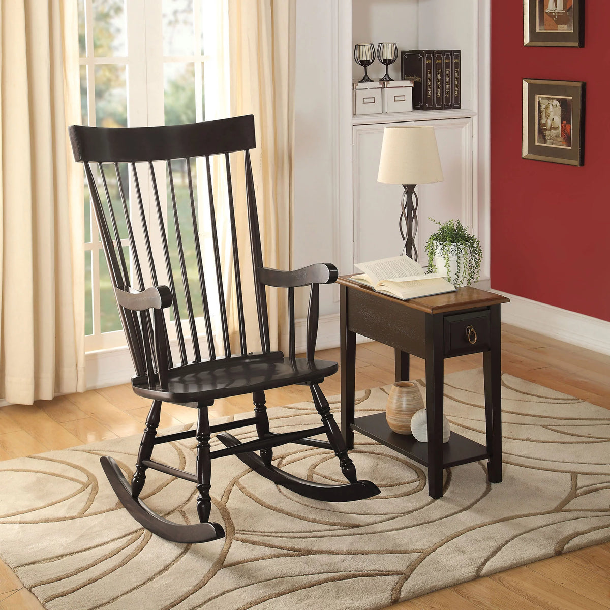 Black Wooden Rocking Chair S873