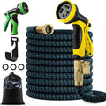 100ft Expandable Flexible Garden Water Hose Set with Brass Connectors Spray Nozzle Pack of 2 L73888