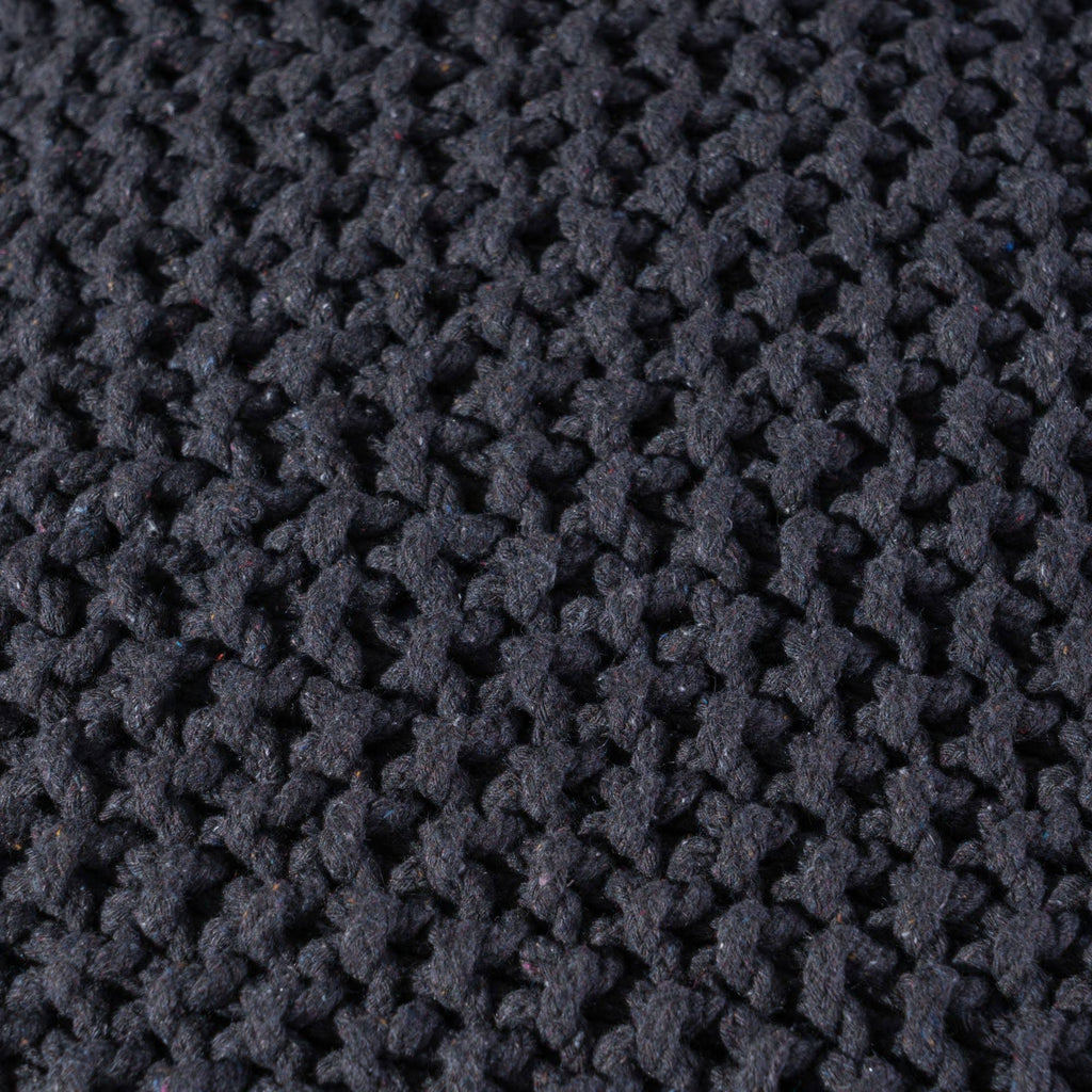 Black Knitted Square Pouf Ottoman I763