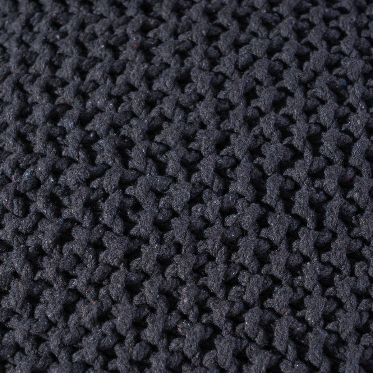 Black Knitted Square Pouf Ottoman I763