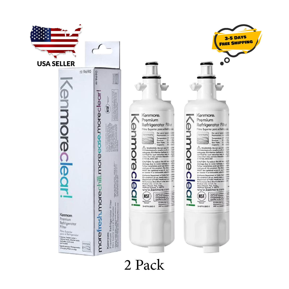 2 Pack Refrigerator Water Filter U407098