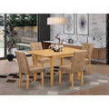 5 Piece Rectangle Kitchen Table with Leaf and 4 Chairs, Oak E244