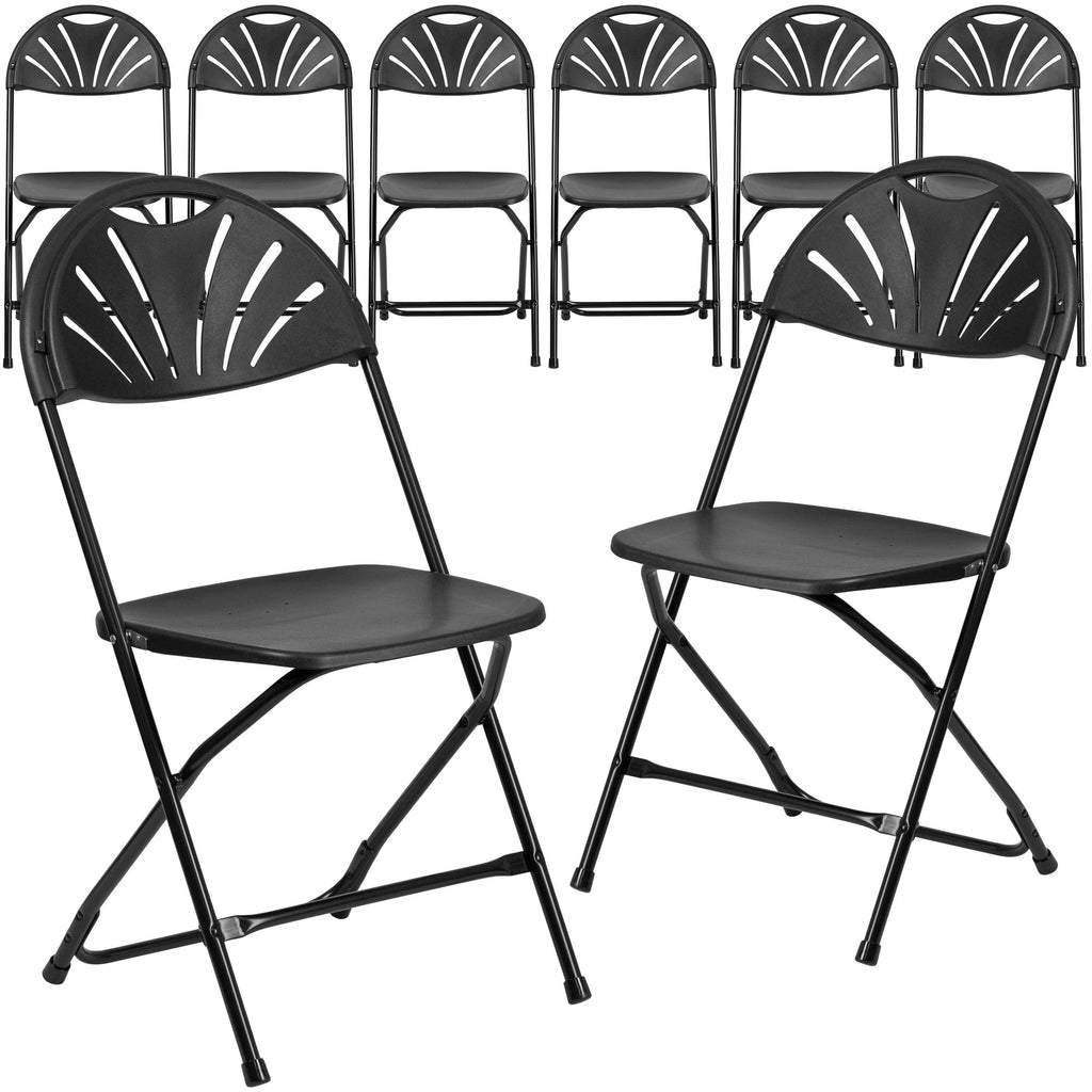Black Plastic Fan Back Folding Chair M693