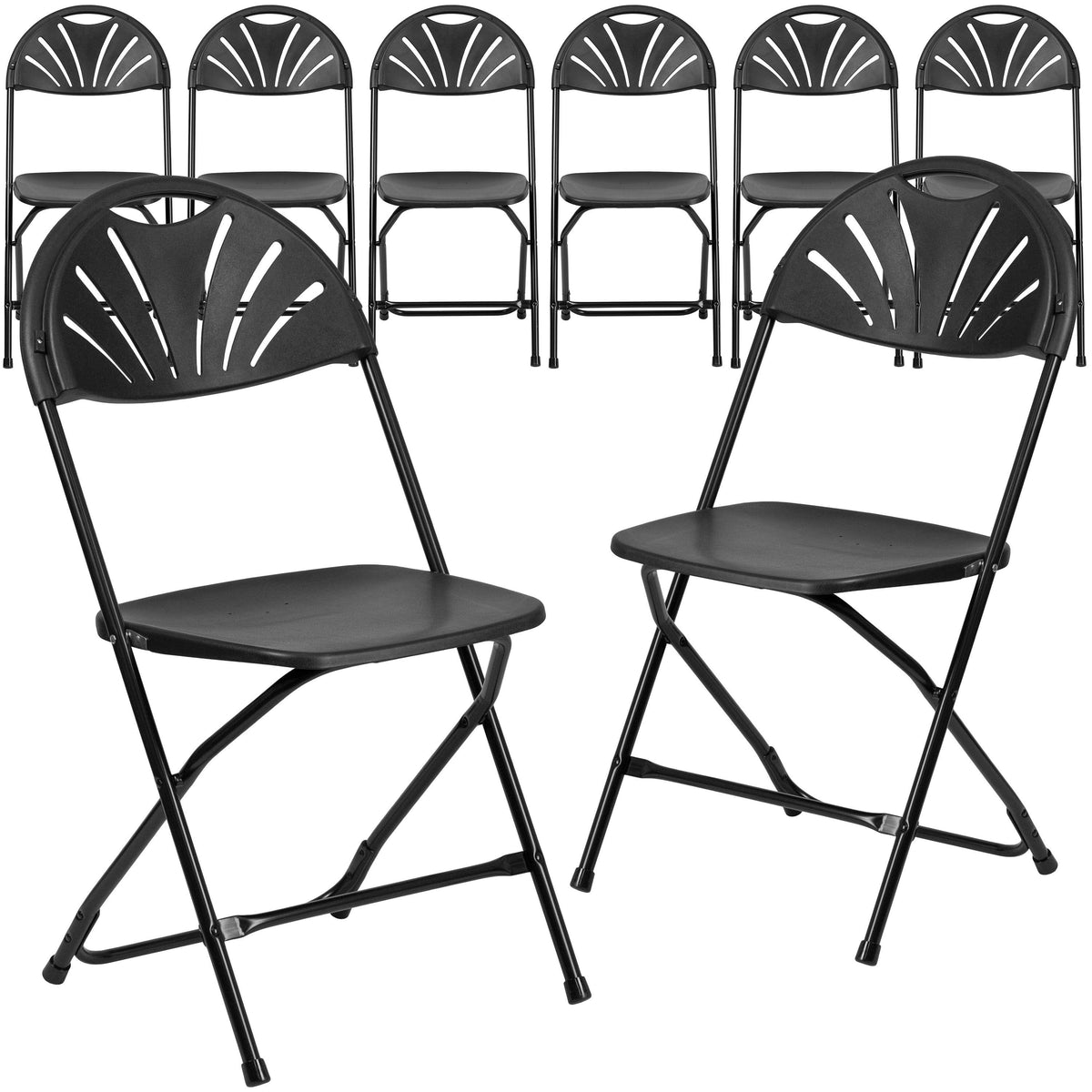 Black Plastic Fan Back Folding Chair M693
