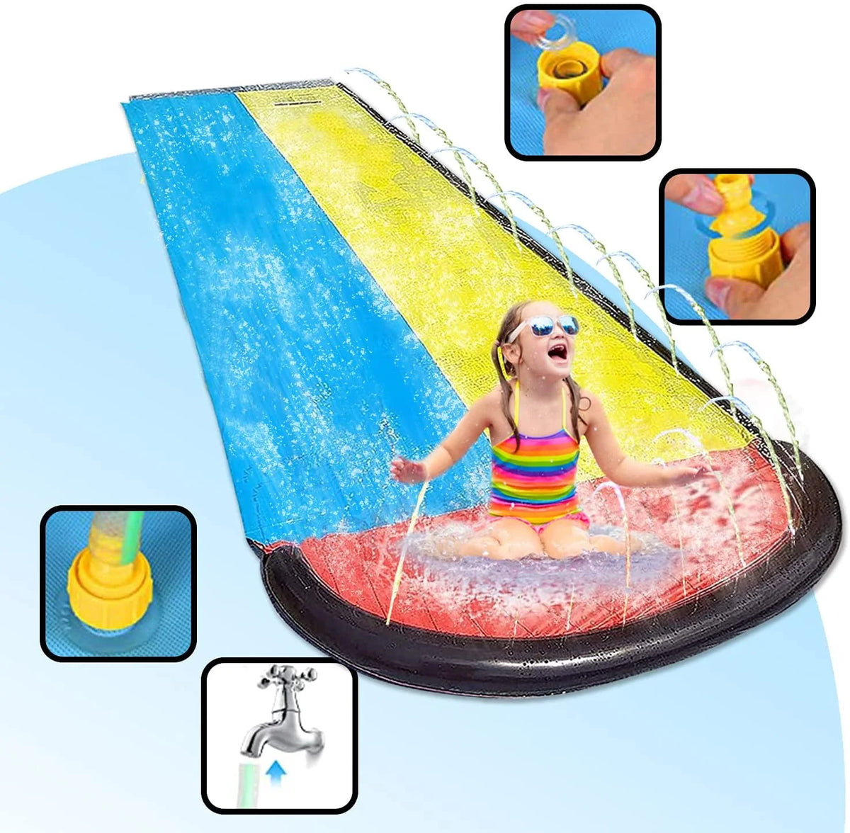 15.5ft Long Water Slide Toy with Inflatable Crash Pad P2043