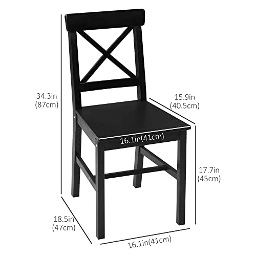 Black Wooden Cross Back Dining Chairs Set of 2 Q577