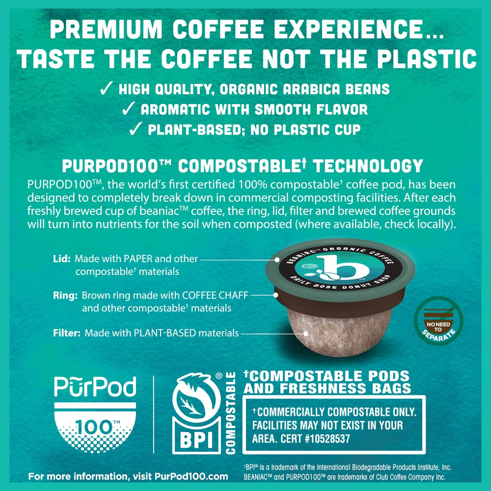 Organic Light Roast Single Serve Compostable Coffee Pods, 30 Count V864