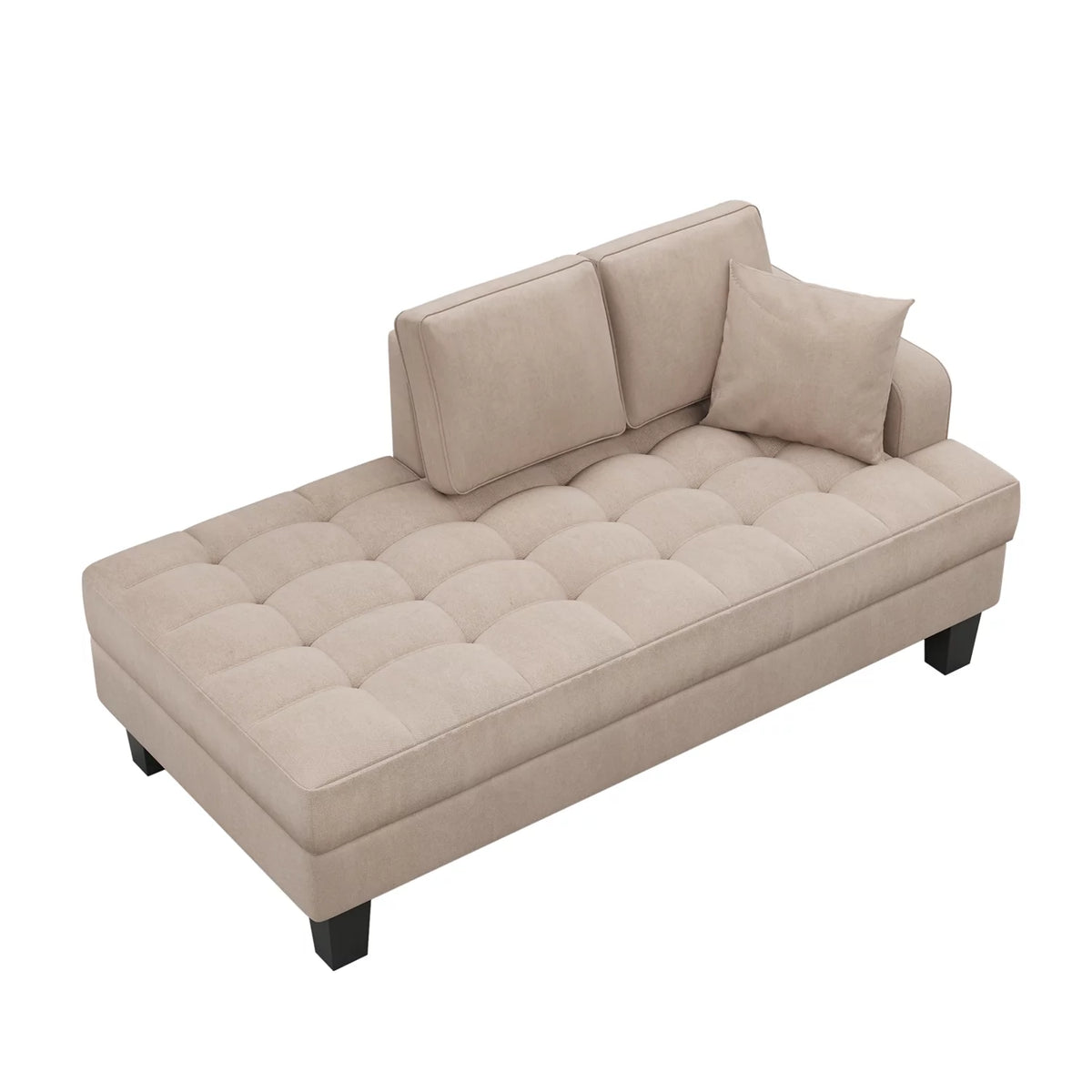 Warm Grey Tufted Chaise Lounge with Toss Pillow F465156